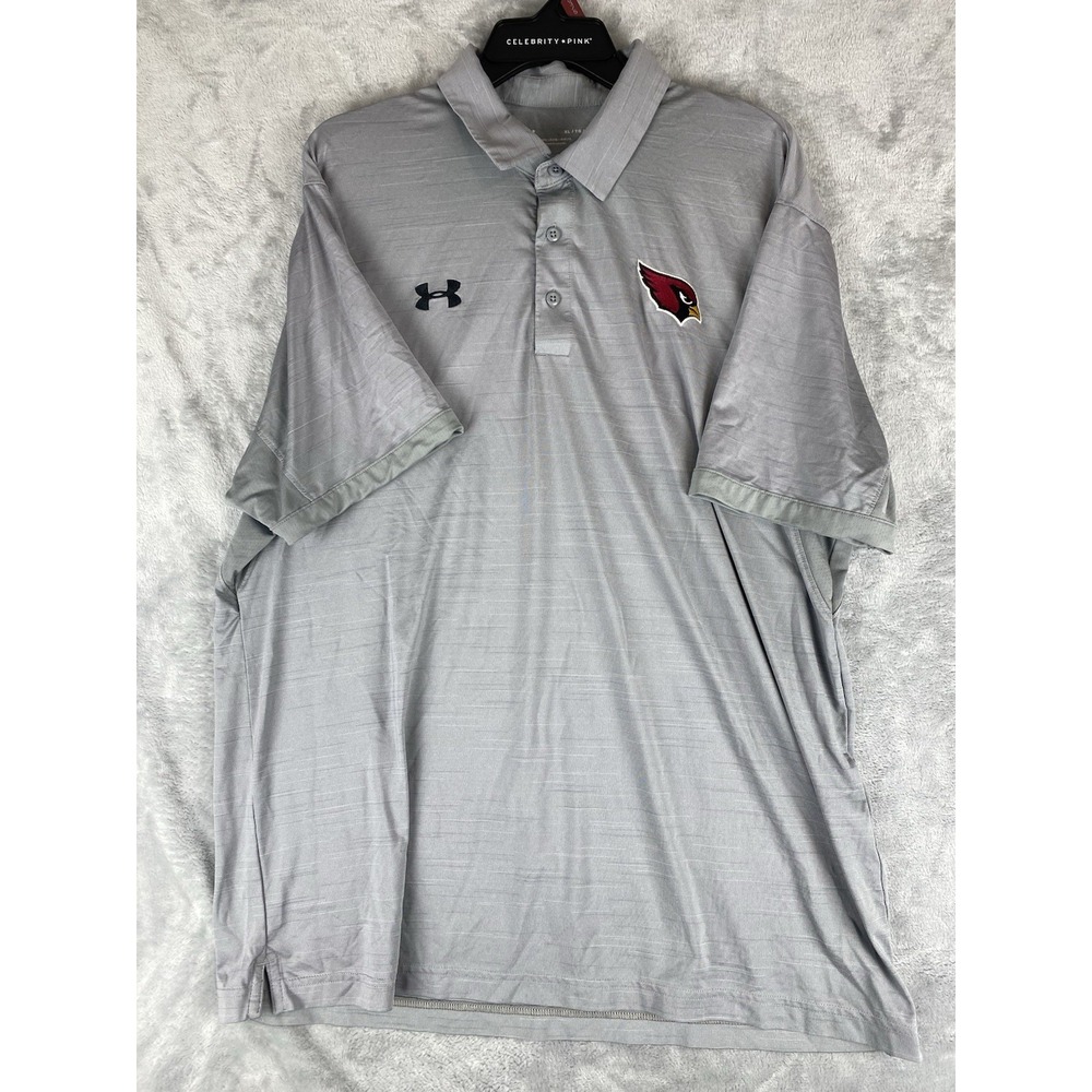 Under Armour Polo Shirt Mens Gray Heatgear‎ Loose Logo On Front Golf Outdoor XXL